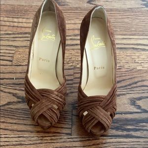 Christian louboutin suede brown high heels